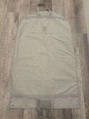 Brunello Cucinelli Gray Garment Bag Suit Carrier Travel Cover Logo Zipper